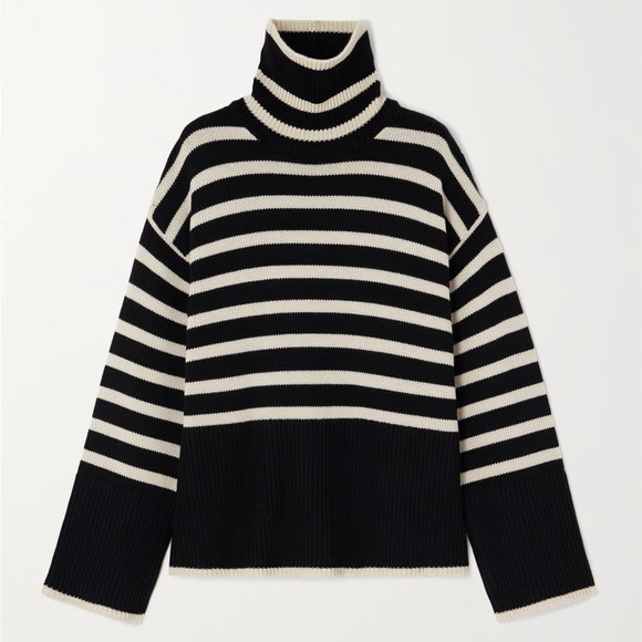 TOTEME Striped Wool Blend Turtleneck Sweater - XSmall - Picture 2 of 7